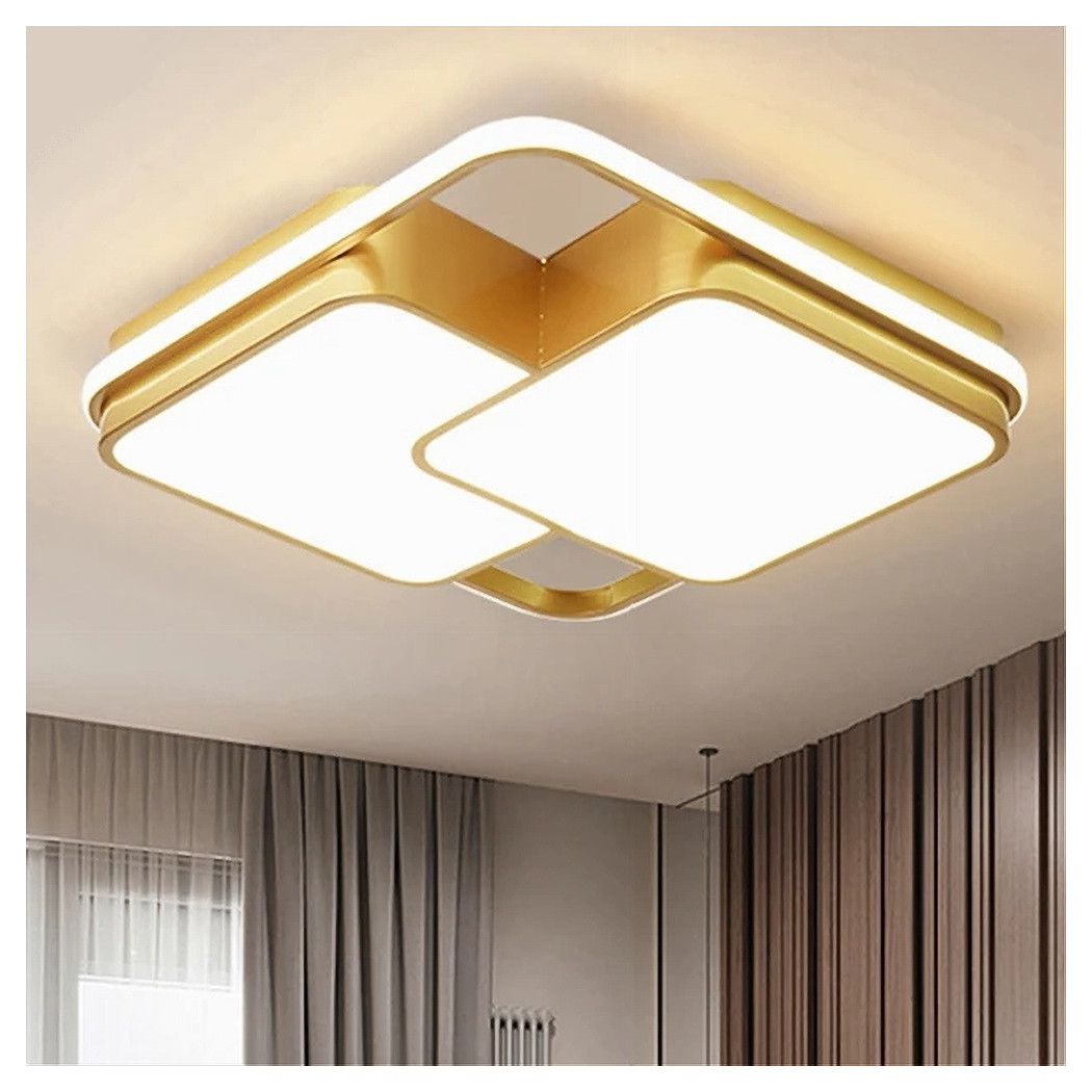 foto del prodotto trade shop plafoniera led 48w quadrato oro moderno lampadario soffitto luce naturale 71455 
