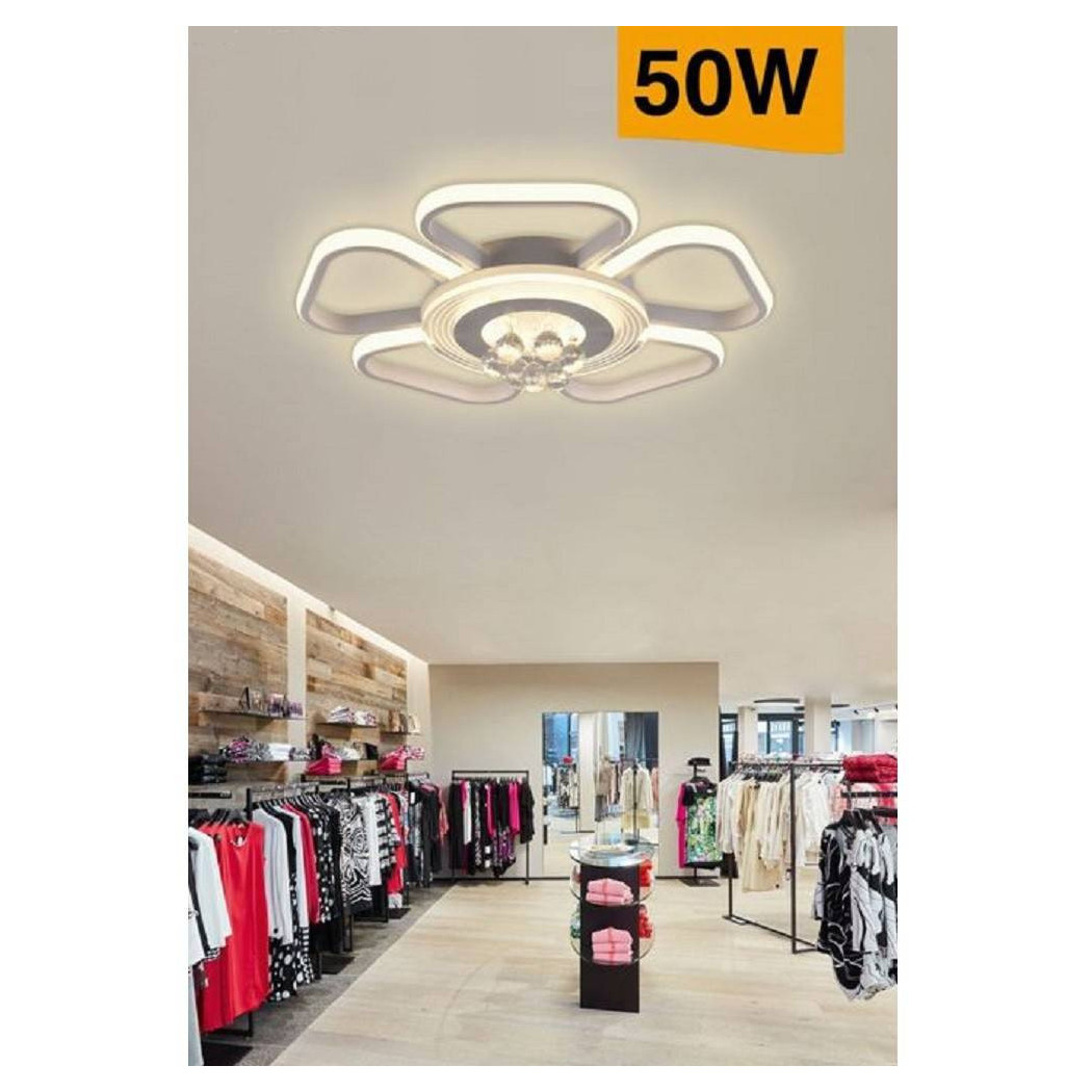 foto del prodotto trade shop plafoniera led 50w forma fiore con pendenti moderna luce 6500k 3000k 4000k c42 b bianco caldo 