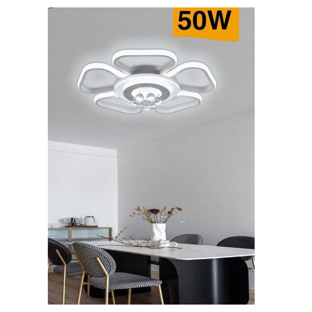 foto del prodotto trade shop plafoniera led 50w forma fiore con pendenti moderna luce 6500k 3000k 4000k c42 b bianco freddo 