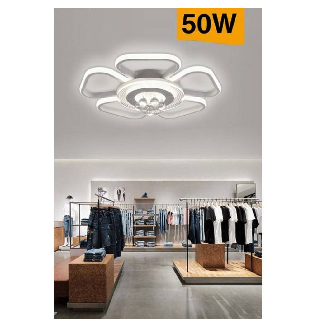 foto del prodotto trade shop plafoniera led 50w forma fiore con pendenti moderna luce 6500k 3000k 4000k c42 b bianco naturale 