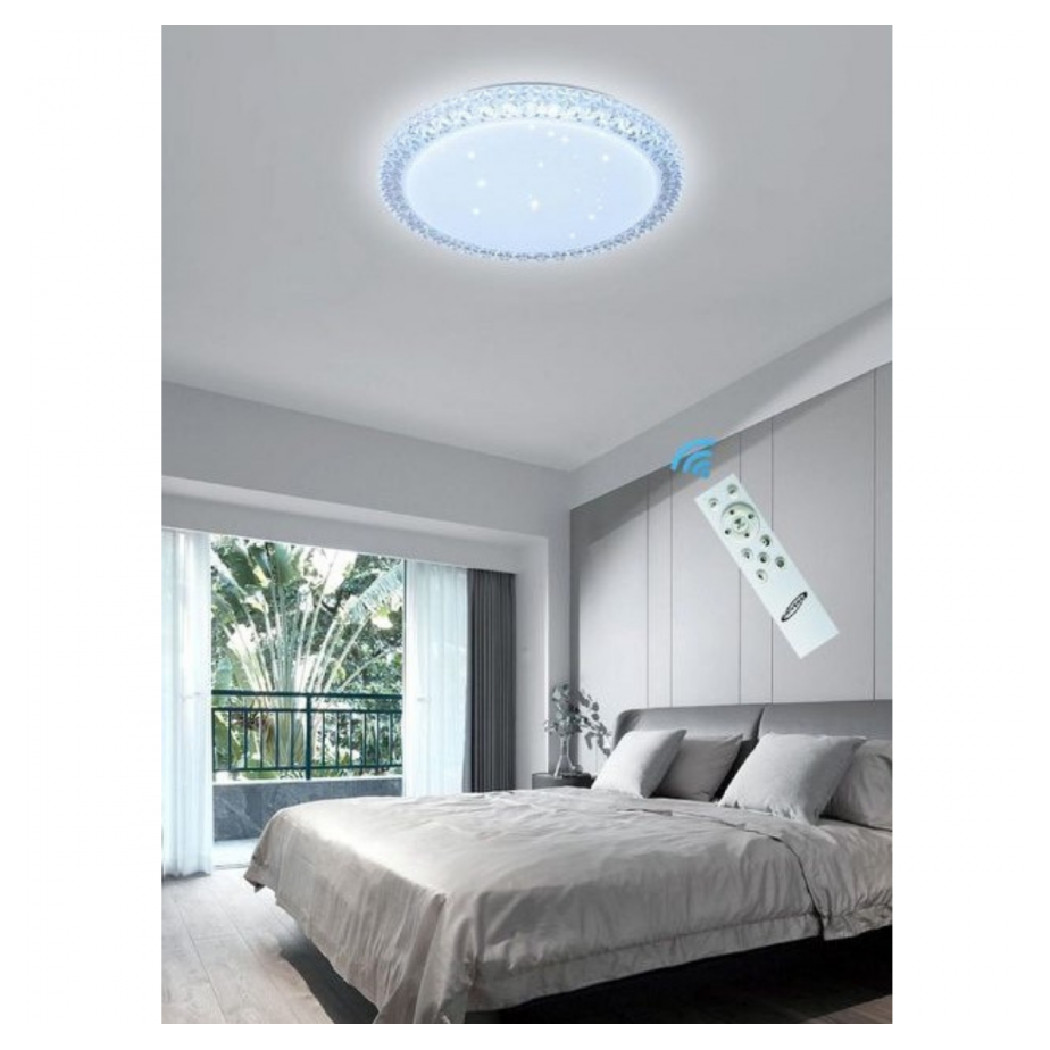 foto del prodotto trade shop plafoniera led 60 w lampadario soffitto smart dimmerabile effetto cristallo bianco freddo 