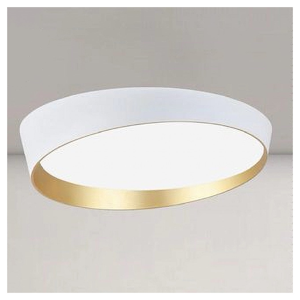 foto del prodotto trade shop plafoniera led 68w bianco oro lampadario soffitto tondo irregolare luce fredda 32767 