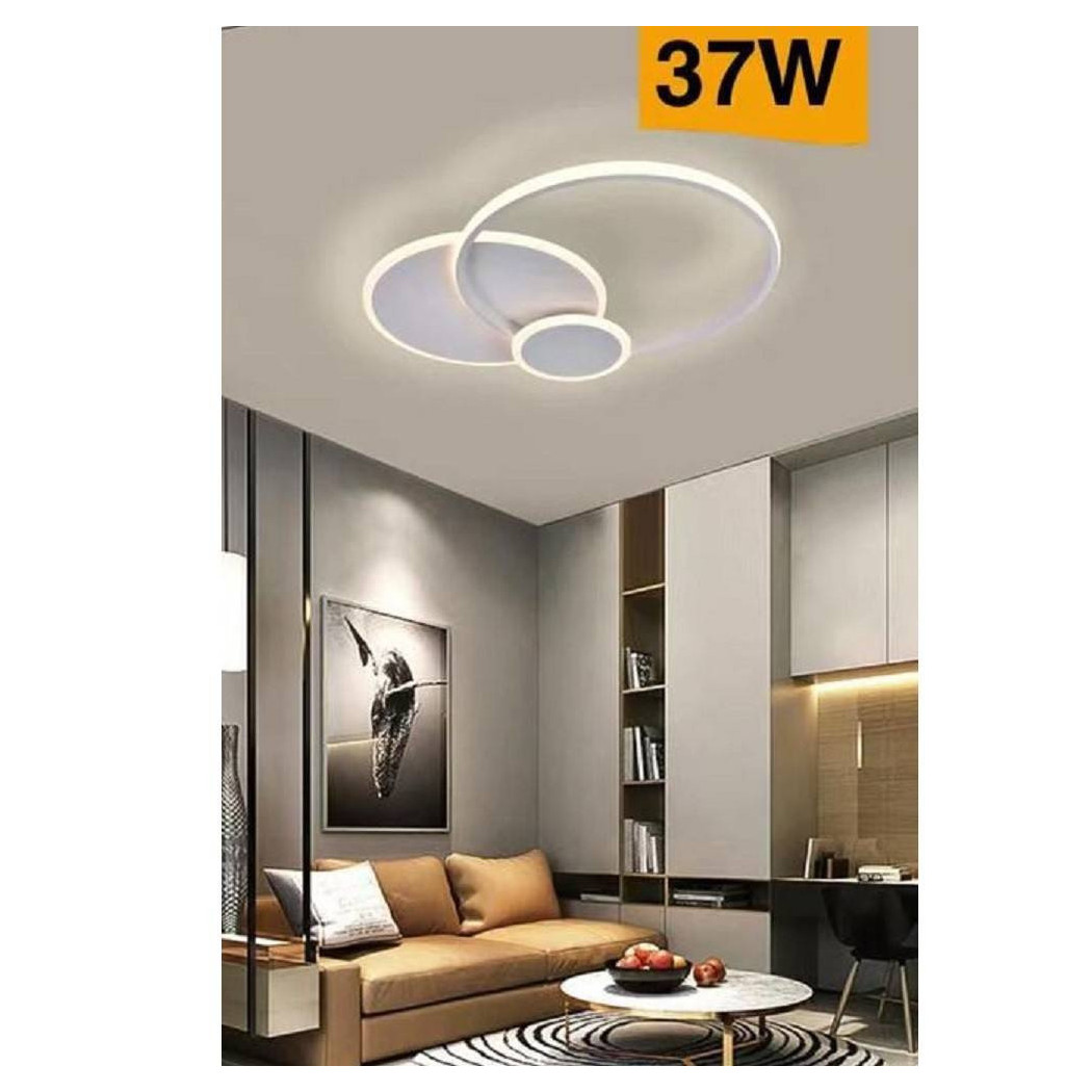 foto del prodotto trade shop plafoniera led design moderno 3 cerchi 37 watt luce fredda naturale calda c32 bianco caldo 