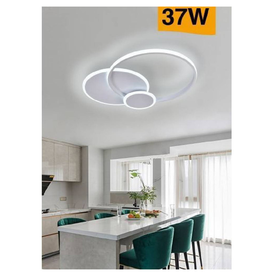 foto del prodotto trade shop plafoniera led design moderno 3 cerchi 37 watt luce fredda naturale calda c32 bianco freddo 