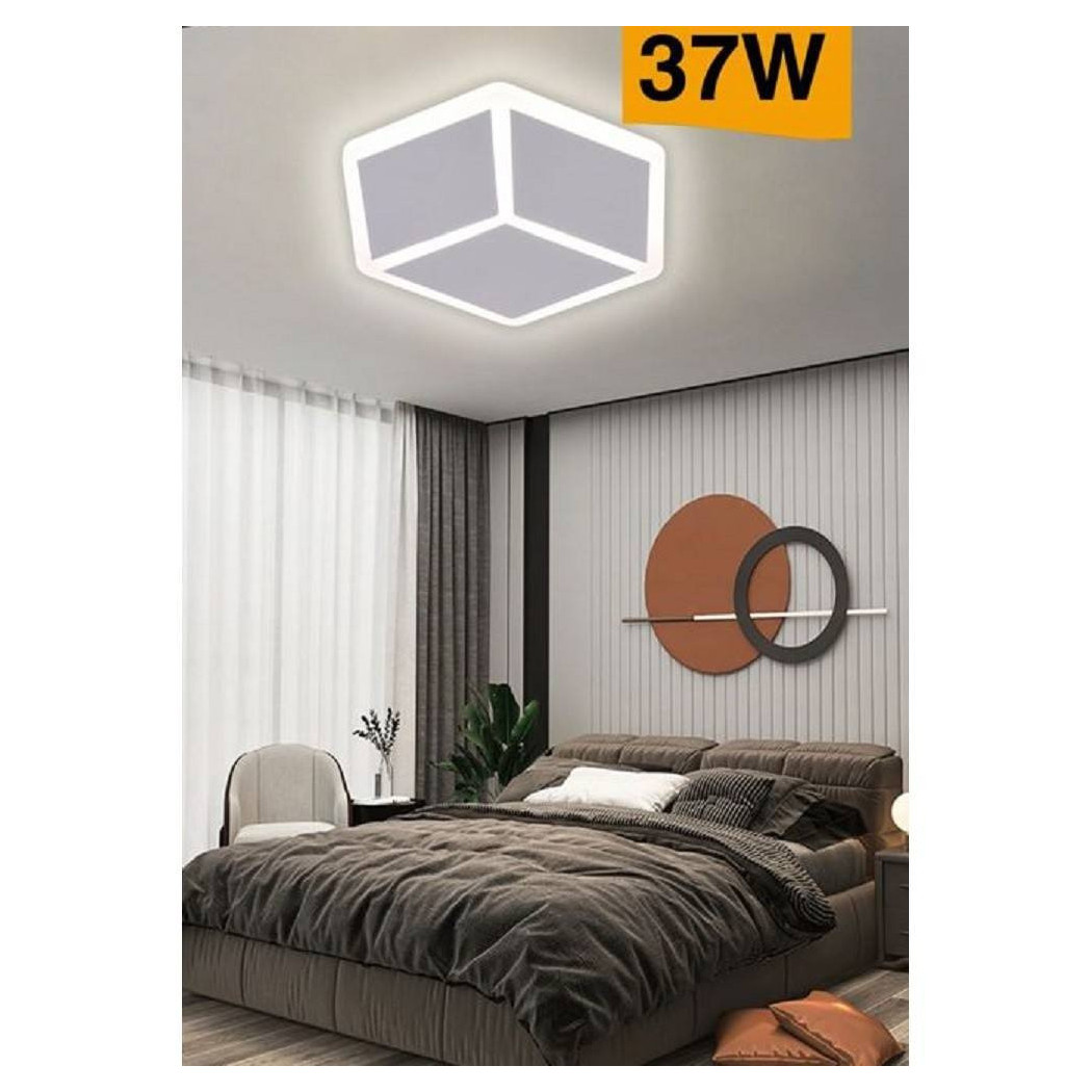 foto del prodotto trade shop plafoniera led forma cubo 3d da soffitto 37w bianca 3 colorazioni luce c52 b3c 