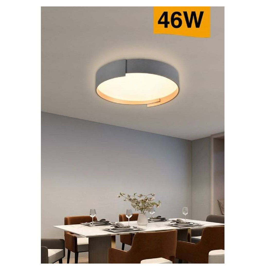 foto del prodotto trade shop plafoniera led grigio 46 w moderno soffitto rotonda luce 4000k 3000k 6500k c49 g bianco caldo 