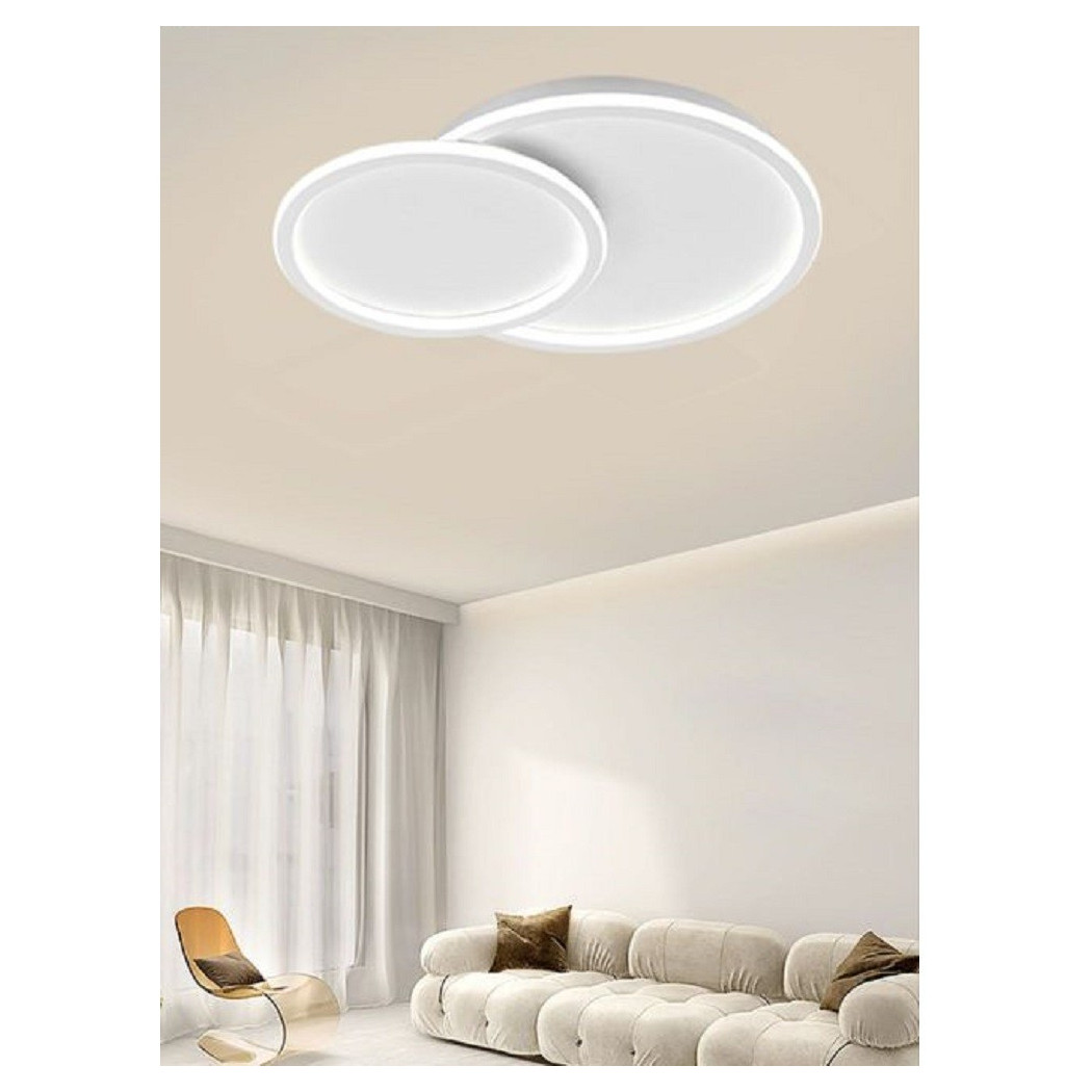 foto del prodotto trade shop plafoniera led lampadario soffitto design a 2 cerchi bianco moderno 45w pn 26 3c 