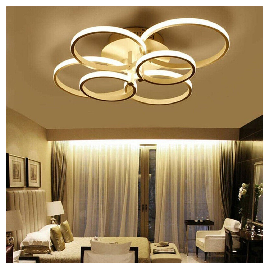 foto del prodotto trade shop plafoniera led moderno 6 anelli lampadario 51 w luce fredda calda naturale c08 bianco caldo 