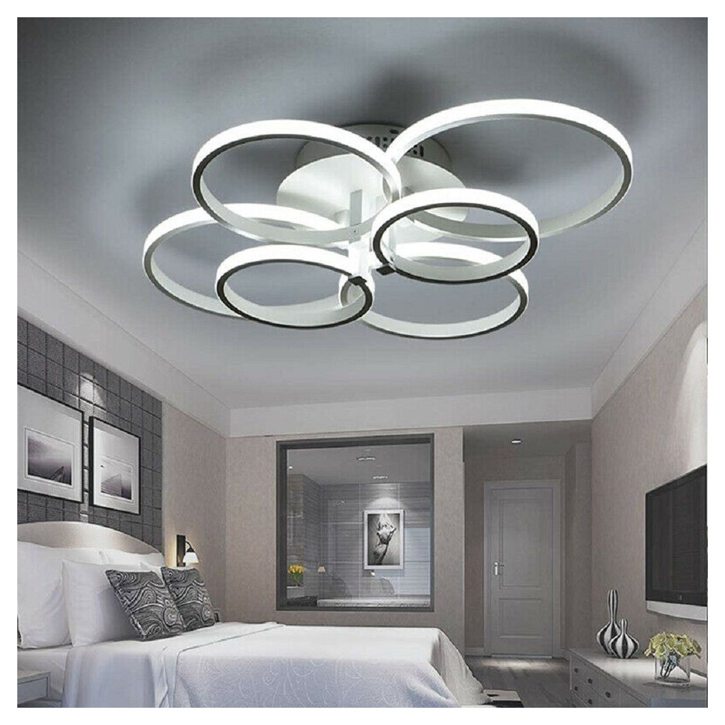 foto del prodotto trade shop plafoniera led moderno 6 anelli lampadario 51 w luce fredda calda naturale c08 bianco freddo 