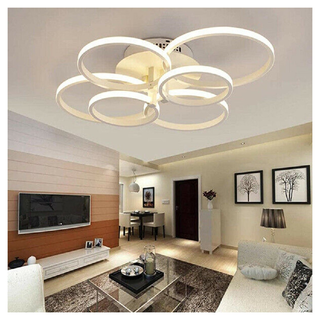 foto del prodotto trade shop plafoniera led moderno 6 anelli lampadario 51 w luce fredda calda naturale c08 bianco naturale 
