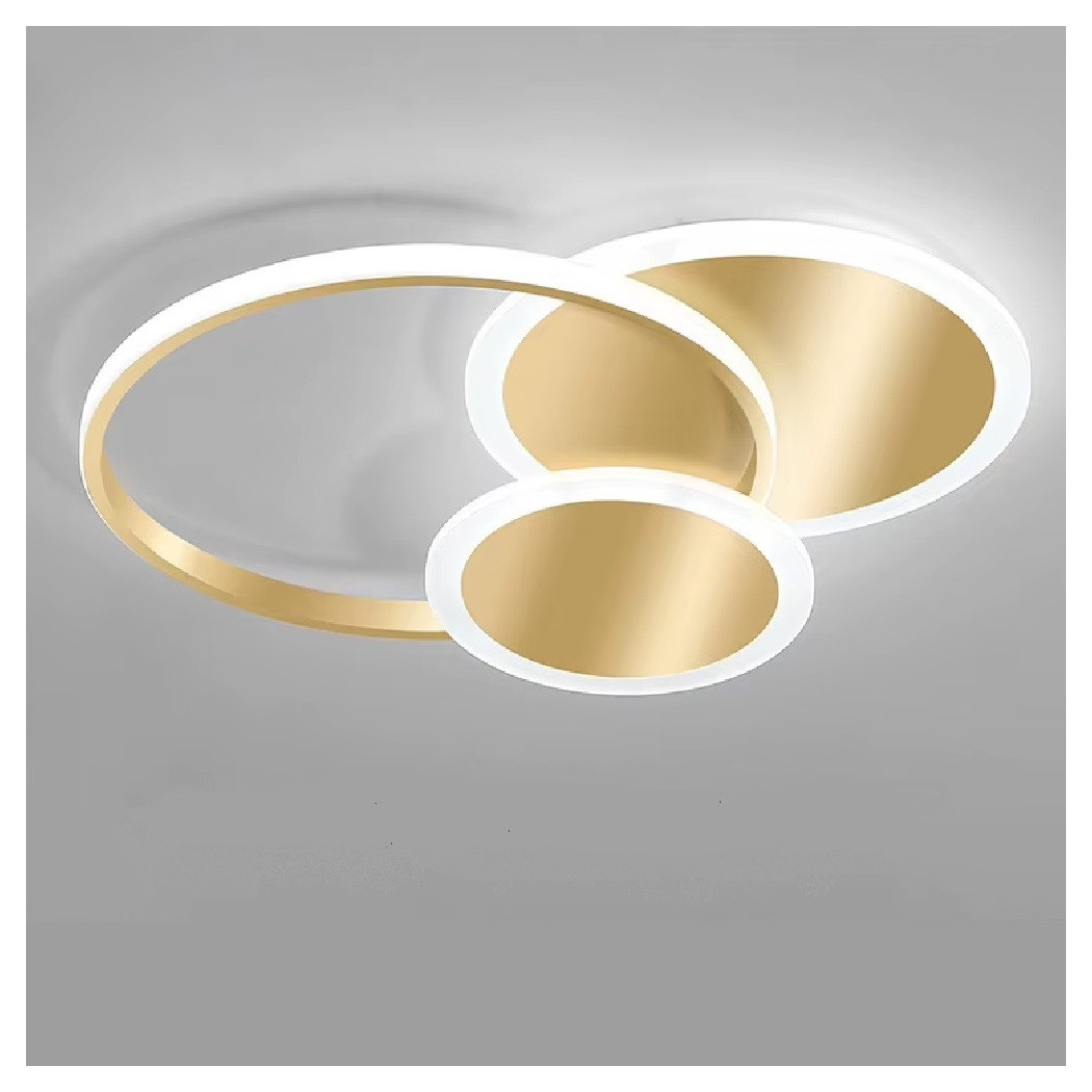 foto del prodotto trade shop plafoniera luce fredda led cerchi 38 w lampadario da soffitto oro moderno 50040 