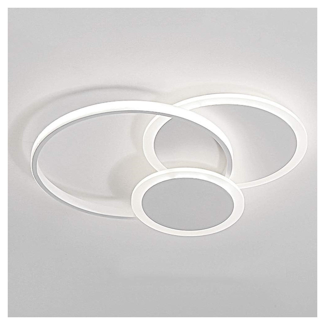 foto del prodotto trade shop plafoniera luce fredda led cerchi 38w lampadario a soffitto bianco moderno 50026 