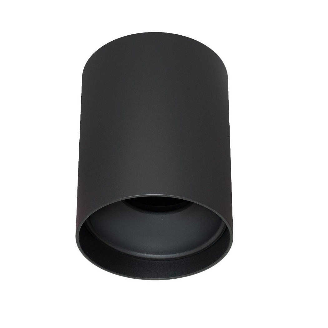 foto del prodotto trade shop plafoniera moderna faretto cilindro esterno da soffitto attacco gu10 luce 230v nero