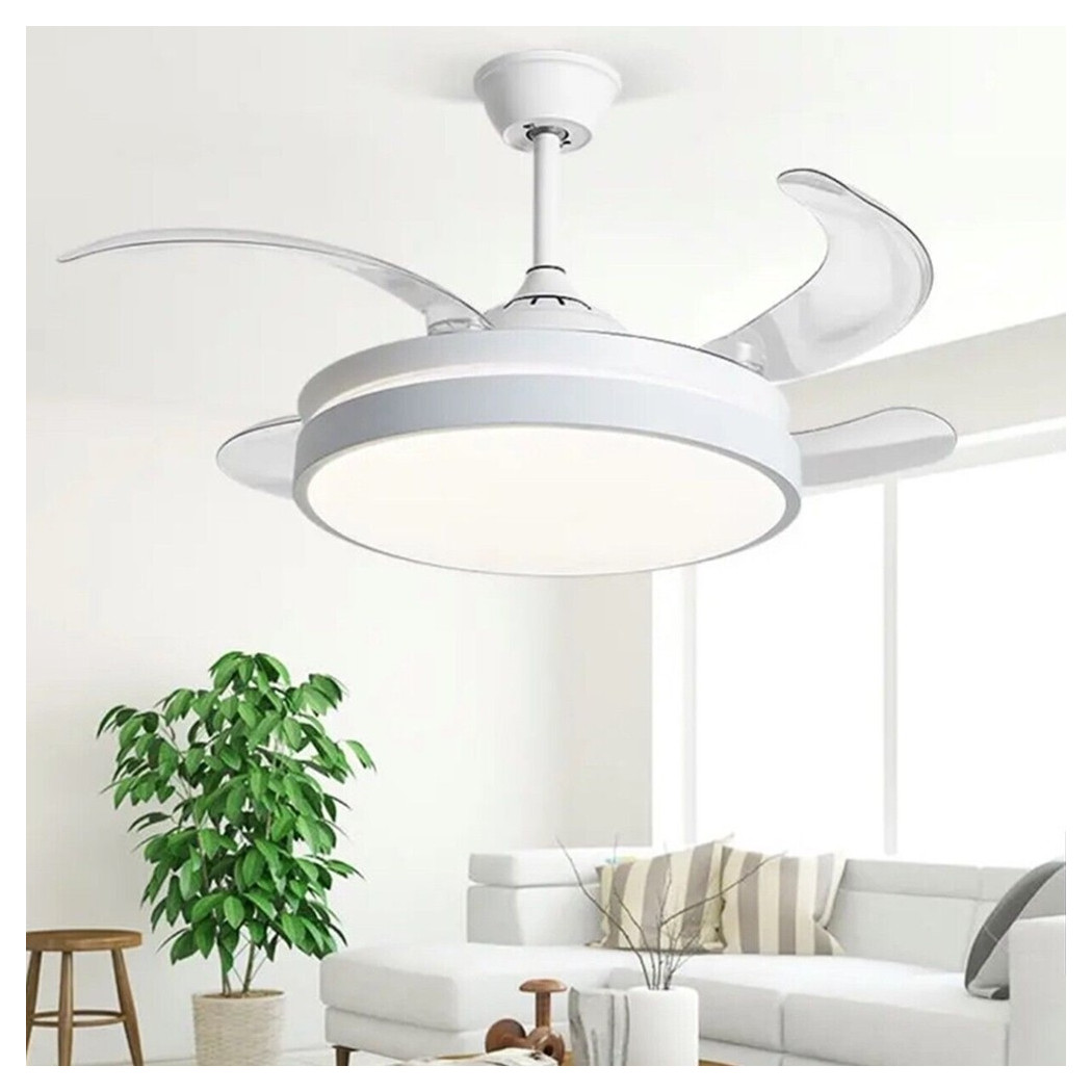 foto del prodotto trade shop plafoniera moderna led con ventilatore soffitto cambia 3 luci telecomando f7189 