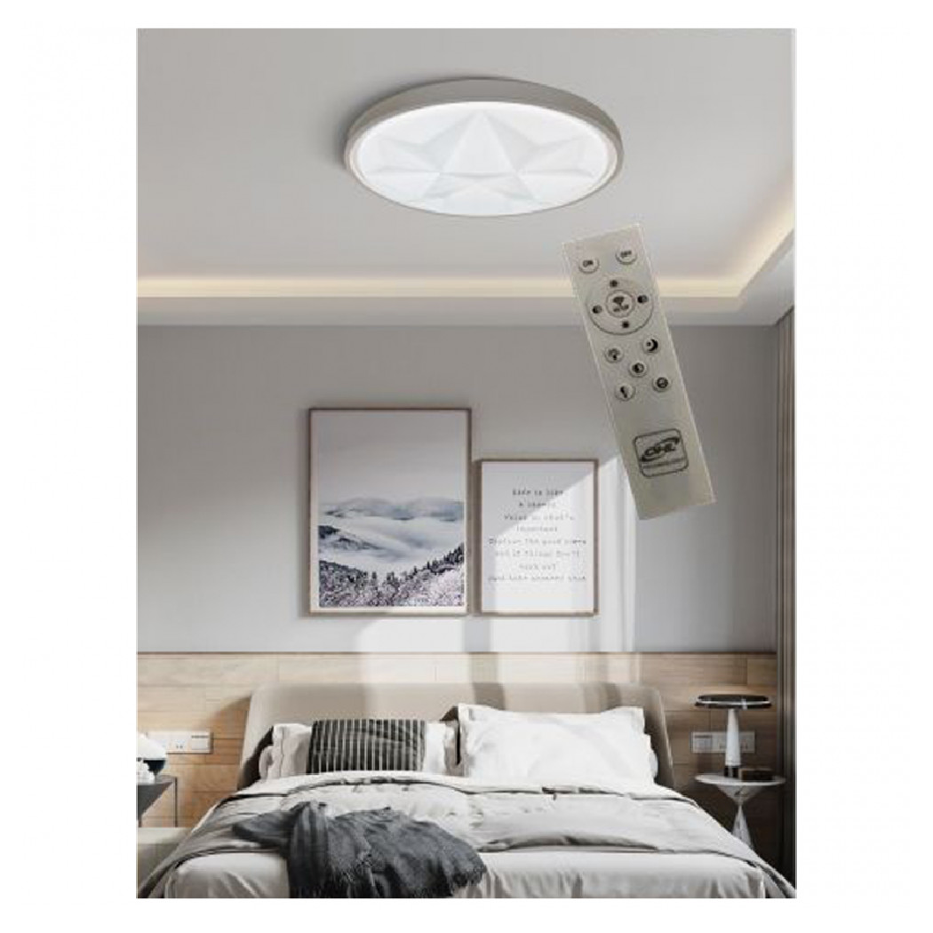 foto del prodotto trade shop plafoniera smart diamond led 60w dimmerabile moderno tondo luce 6500k 4000k bianco freddo 