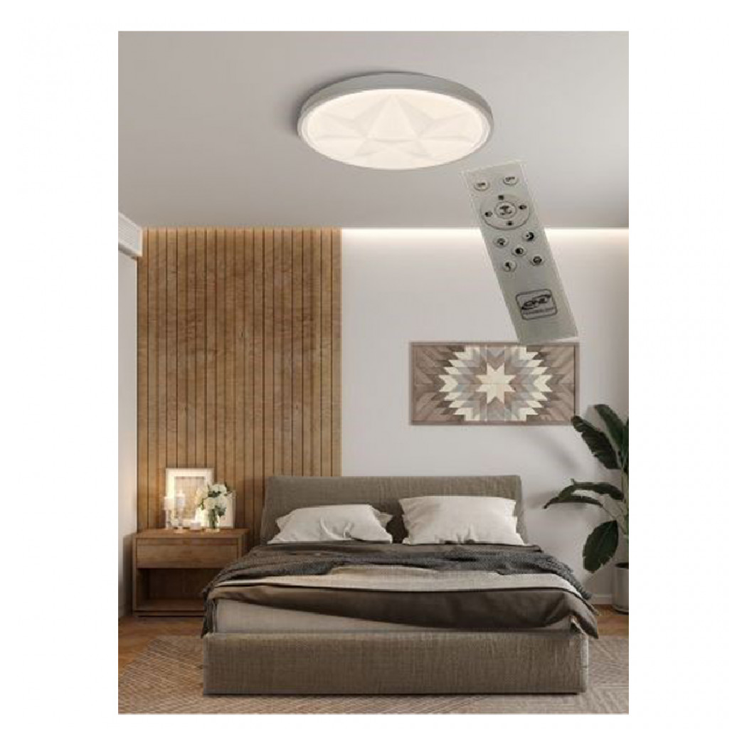 foto del prodotto trade shop plafoniera smart diamond led 60w dimmerabile moderno tondo luce 6500k 4000k bianco naturale 