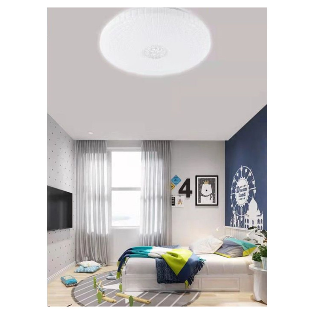 foto del prodotto trade shop plafoniera soffitto 45w decoro con cristalli centrale luce fredda naturale fst 40a21081 bianco naturale 