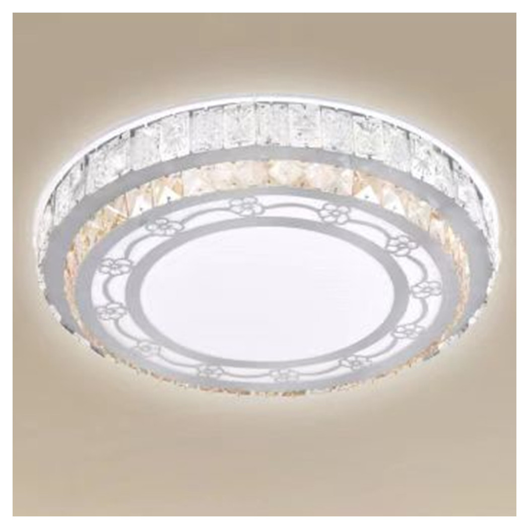 foto del prodotto trade shop plafoniera soffitto 60w 50cm led tondo a strati con cristalli floreale luce fredda 13675 