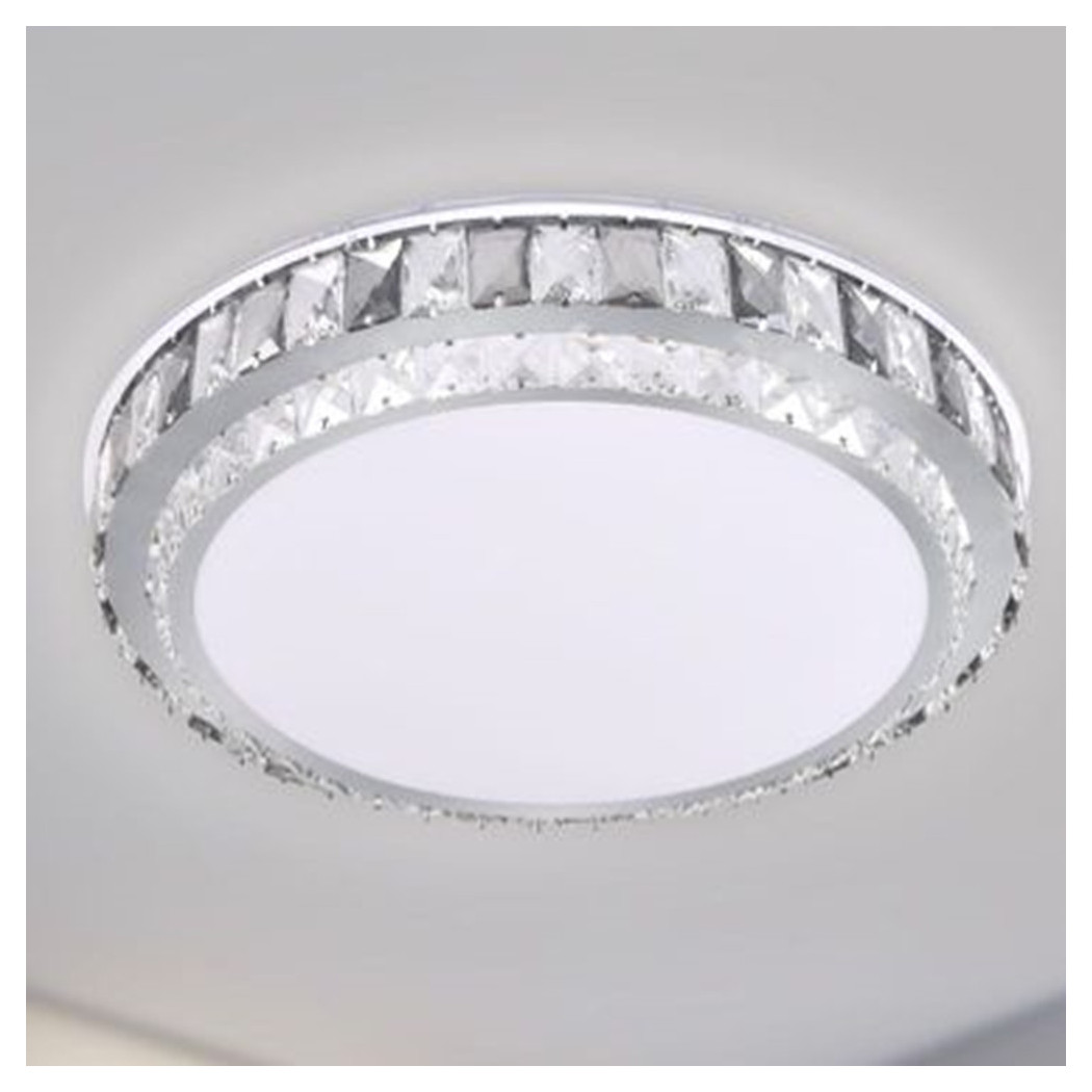 foto del prodotto trade shop plafoniera soffitto 65w 50cm led design a strati cristalli rotondo luce fredda 48316 