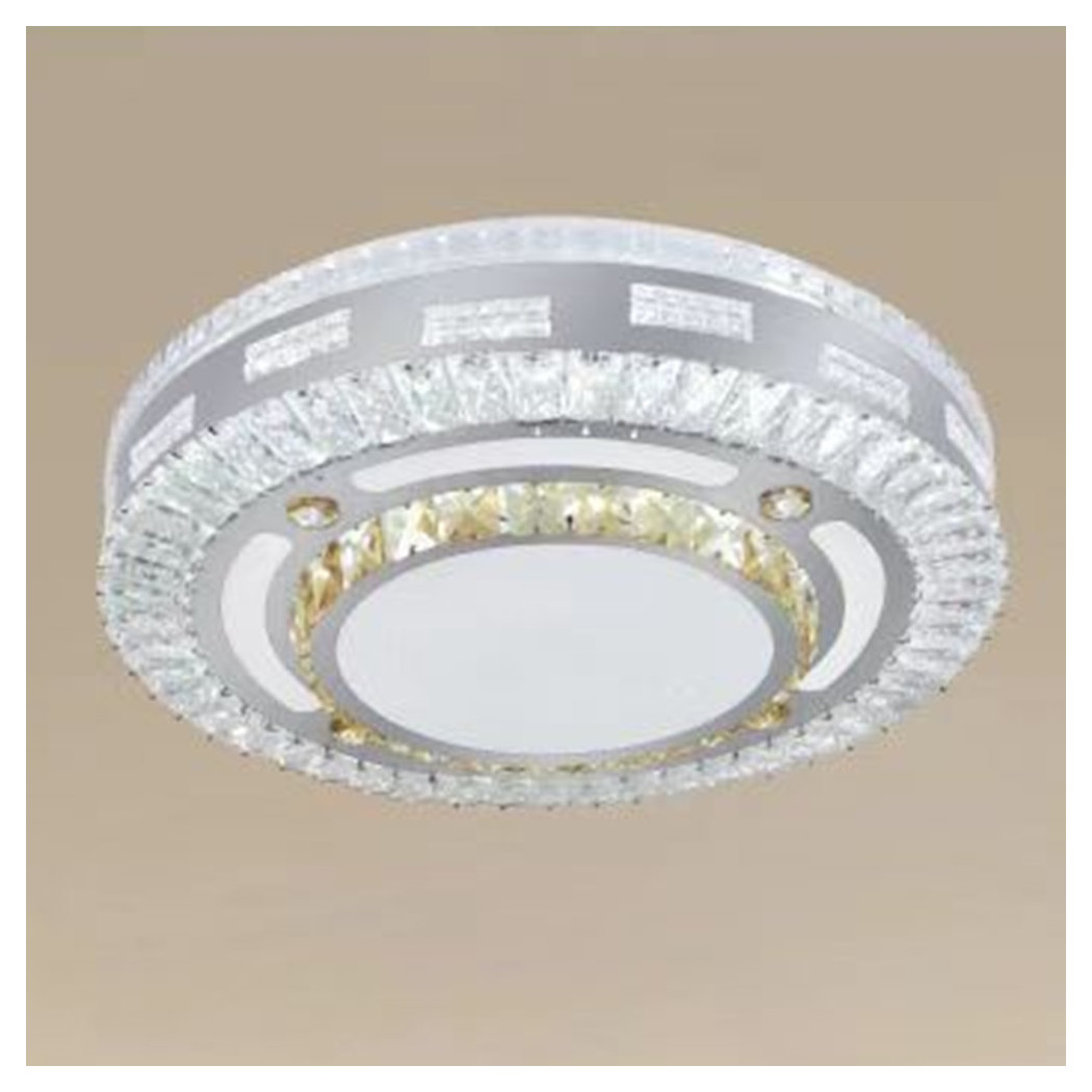 foto del prodotto trade shop plafoniera soffitto 65w 50cm led design tondo a strati con cristalli luce fredda 17814 