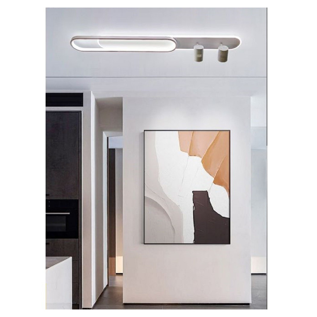 foto del prodotto trade shop plafoniera soffitto led 50w 2 faretti spot orientabili luce 6500k 4000k 3000k pn 22b bianco freddo 