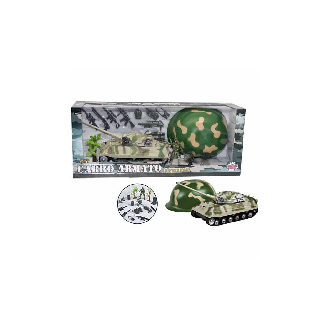 foto del prodotto trade shop playset carro armato militare a frizione con soldato armi ed elmetto 