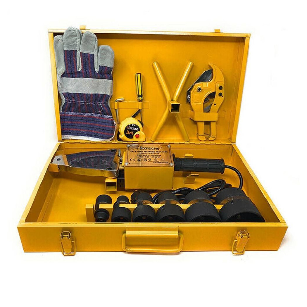 foto del prodotto trade shop polifusore 1500 w saldatore per tubi con 6 matrici accessori utensili fai da te 