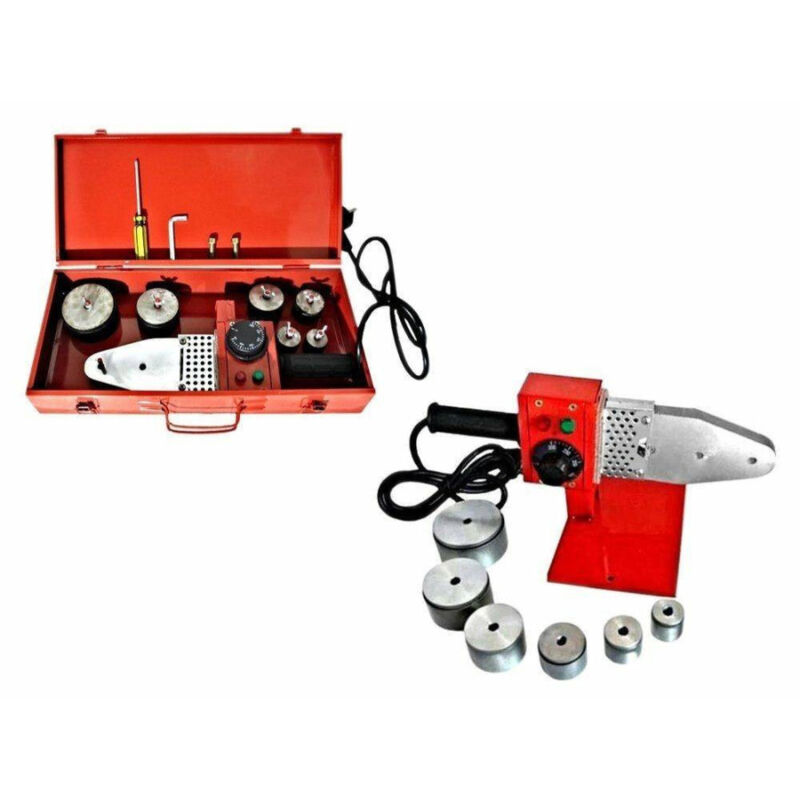 foto del prodotto trade shop polifusore saldatore per tubi in polipropilene 800 watt con accessori 6 matrici 