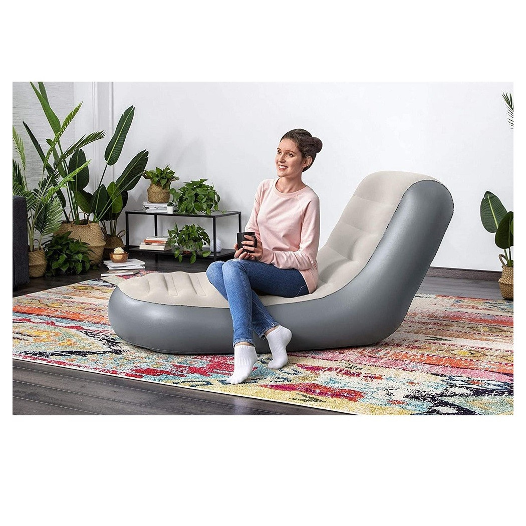 foto del prodotto trade shop - poltrona gonfiabile chaise sport lounger 165x84x79 cm superficie floccata 75064 -