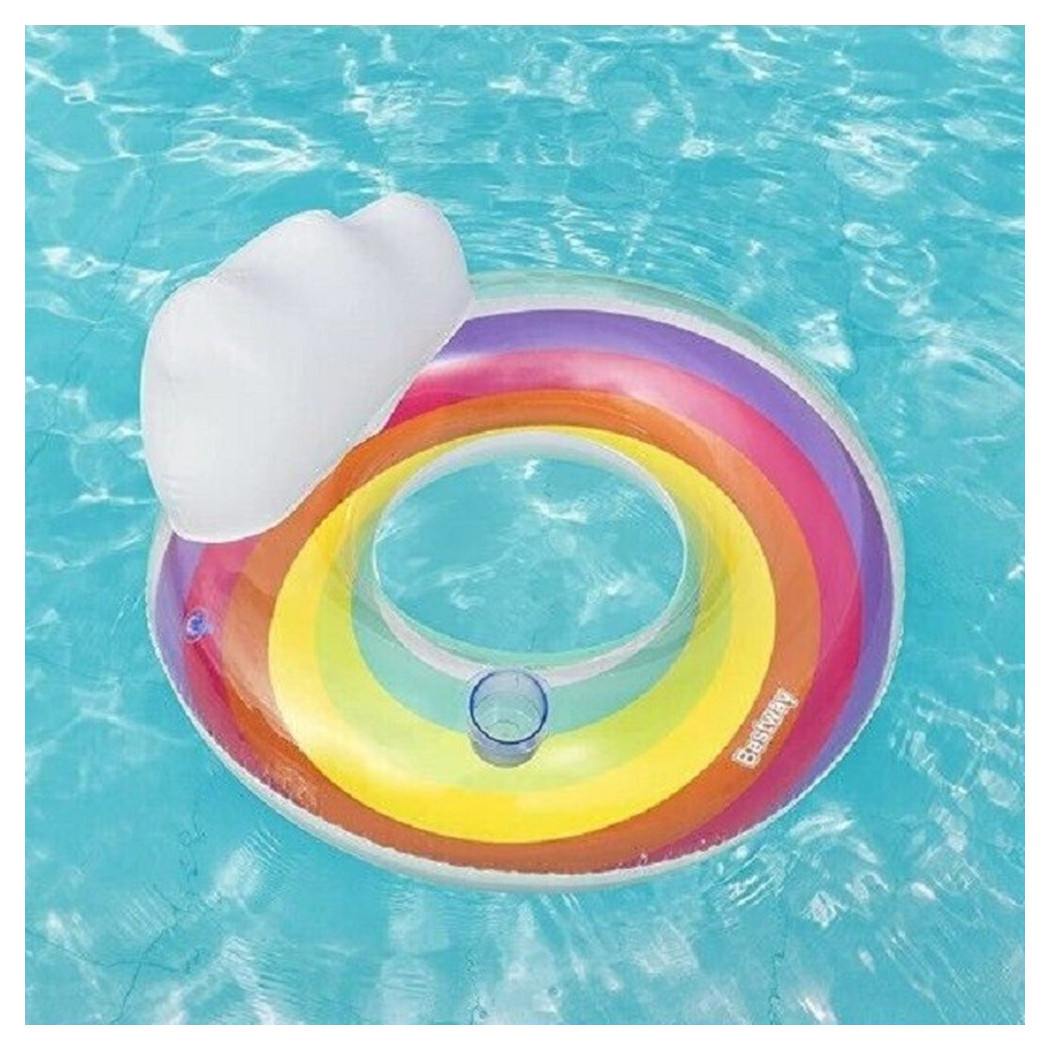 foto del prodotto trade shop poltrona gonfiabile con schienale portabicchiere fashion rainbow dream 107cm 43647 