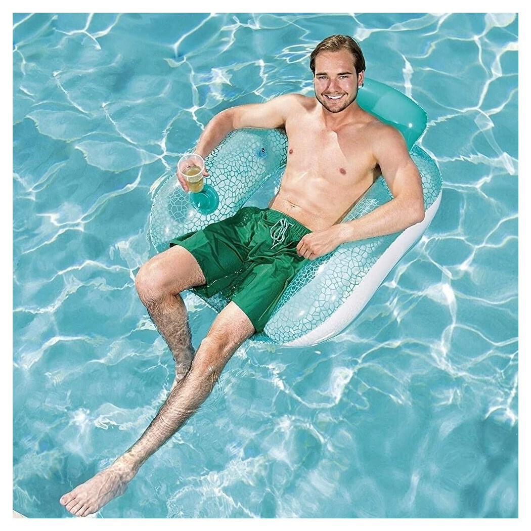 foto del prodotto trade shop poltrona gonfiabile flip pillow lounge 102x94cm con portabicchiere piscina 43097 