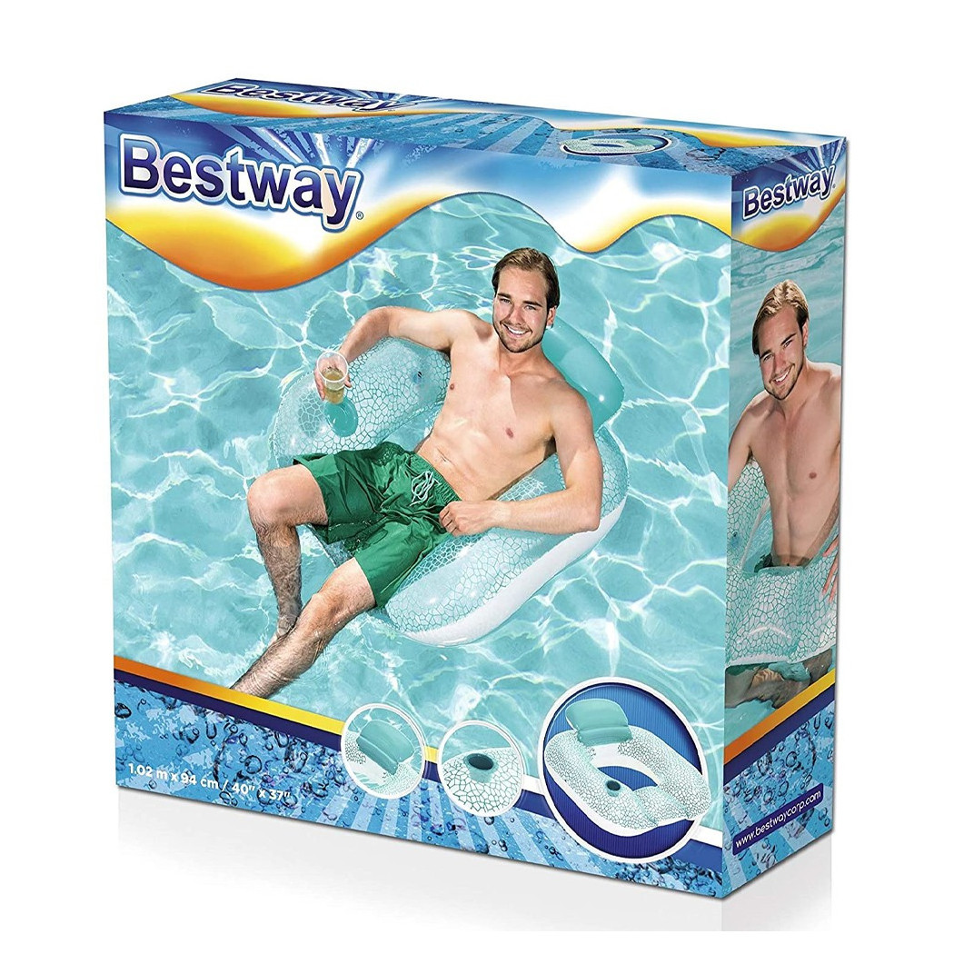 foto del prodotto trade shop poltrona materassino gonfiabile piscina mare relax adulti con portabicchiere 