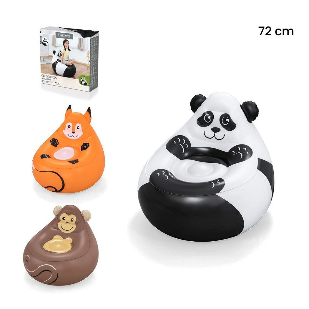 foto del prodotto trade shop poltroncina poltrona gonfiabile design animali panda scimmia volpe 72 cm 75116 
