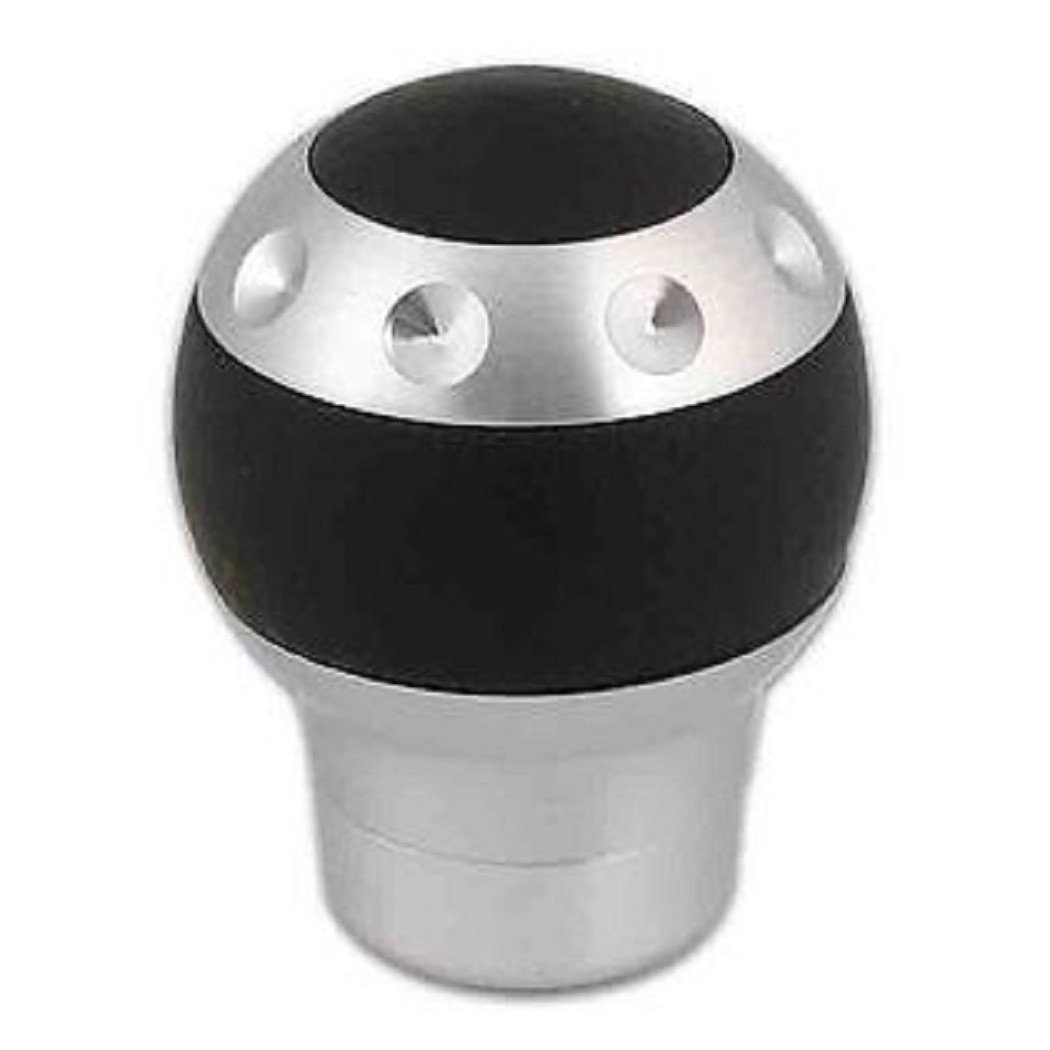 foto del prodotto trade shop pomello leva cambio alluminio spazzolato pelle attacco universale tuning per auto 