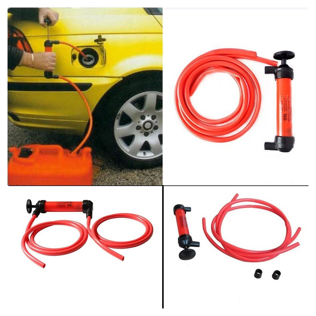 foto del prodotto trade shop pompa a sifone aspira liquidi con tubi flessibili travaso benzina gasolio olio 
