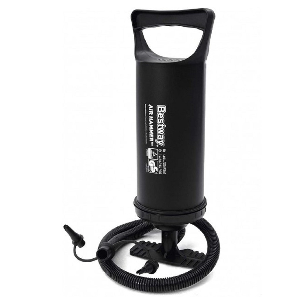 foto del prodotto trade shop pompa di gonfiaggio manuale 36 cm volume 1.850 cc 3 adattatori per valvola 62003 