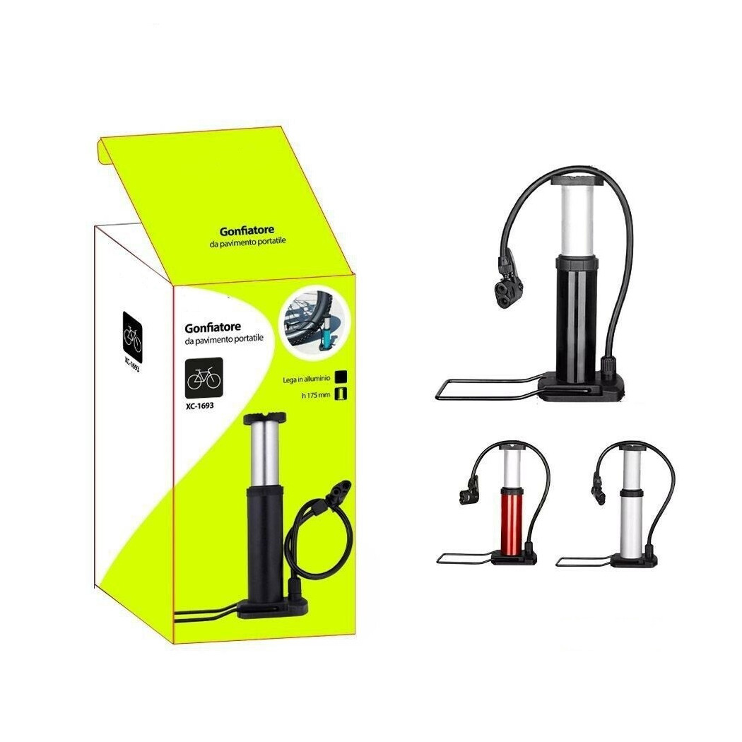 foto del prodotto trade shop pompa gonfiatore manuale multifunzione ruote bici bicicletta portatile xc 1693 