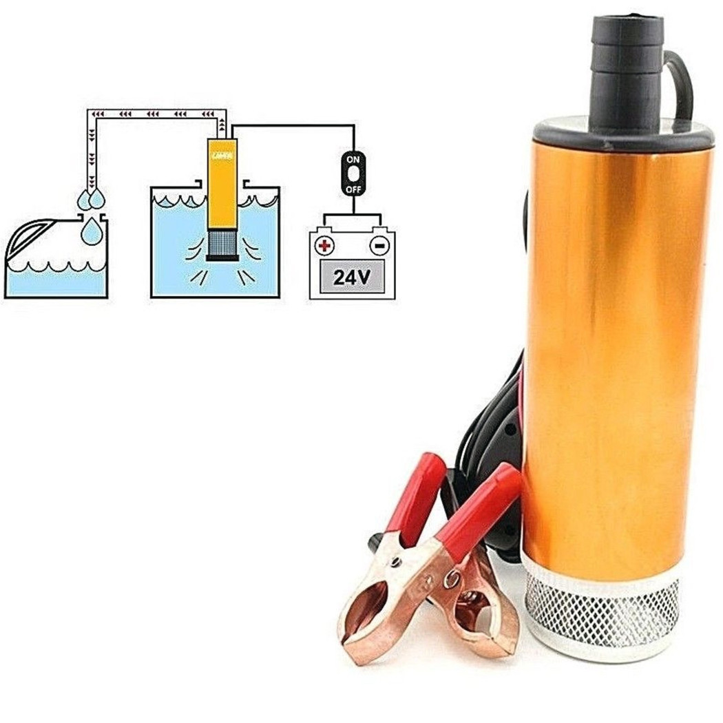 foto del prodotto trade shop pompa travaso elettrica sommersa aspira liquidi acqua olio diesel 24v auto barca 