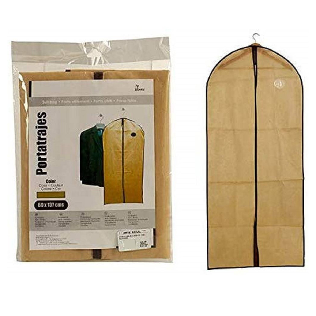 foto del prodotto trade shop porta abiti vestito 137x60cm beige custodia tessuto guardaroba antipolvere armadio 