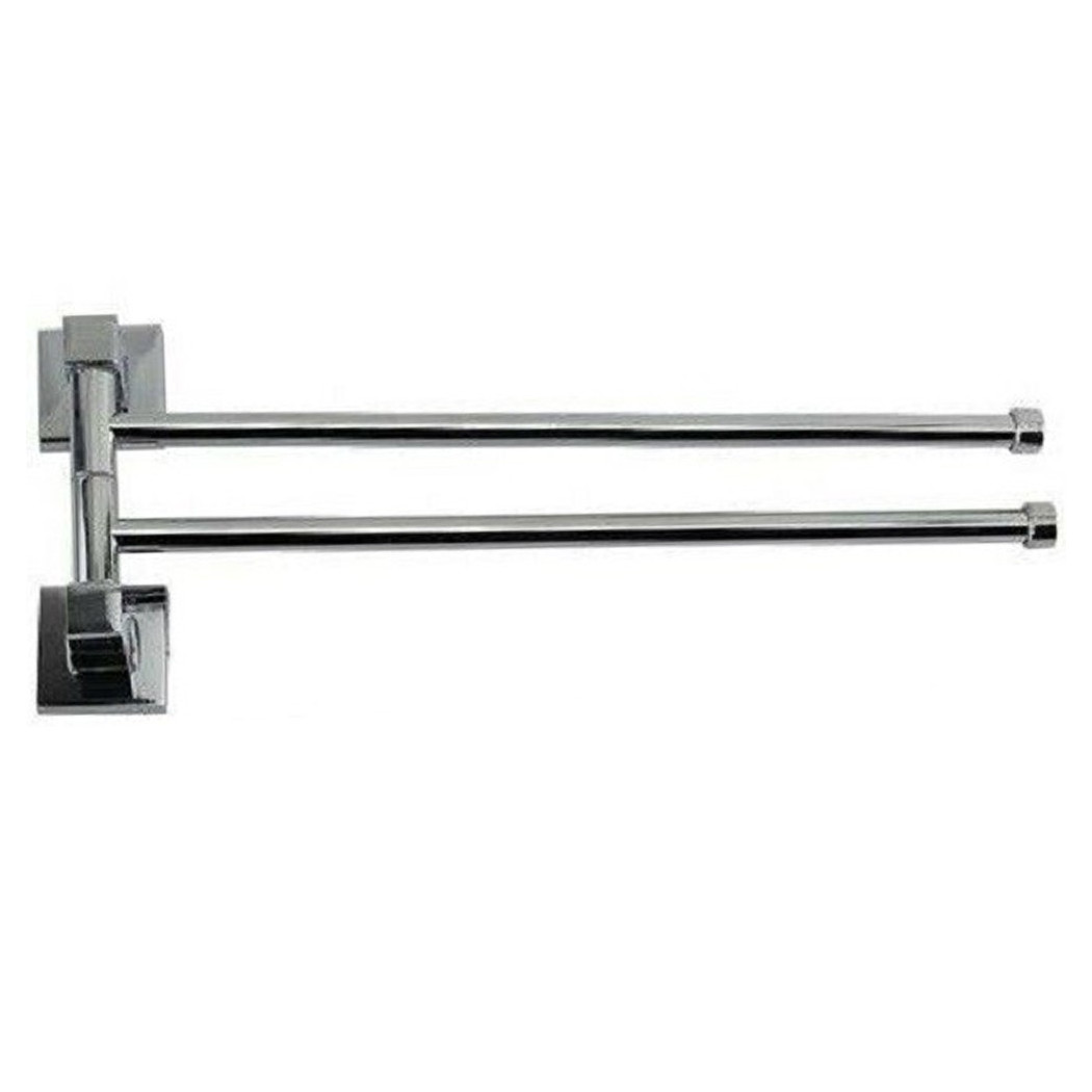 foto del prodotto trade shop porta asciugamani 2 bracci a parete bagno acciaio cromato square 36x14.5cm 59196 