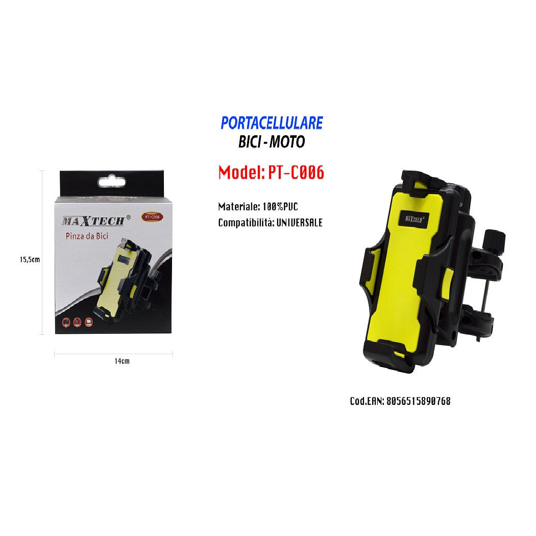 foto del prodotto trade shop porta cellulare universale da auto bici moto biciclette 100 pvc maxtech pt c006 