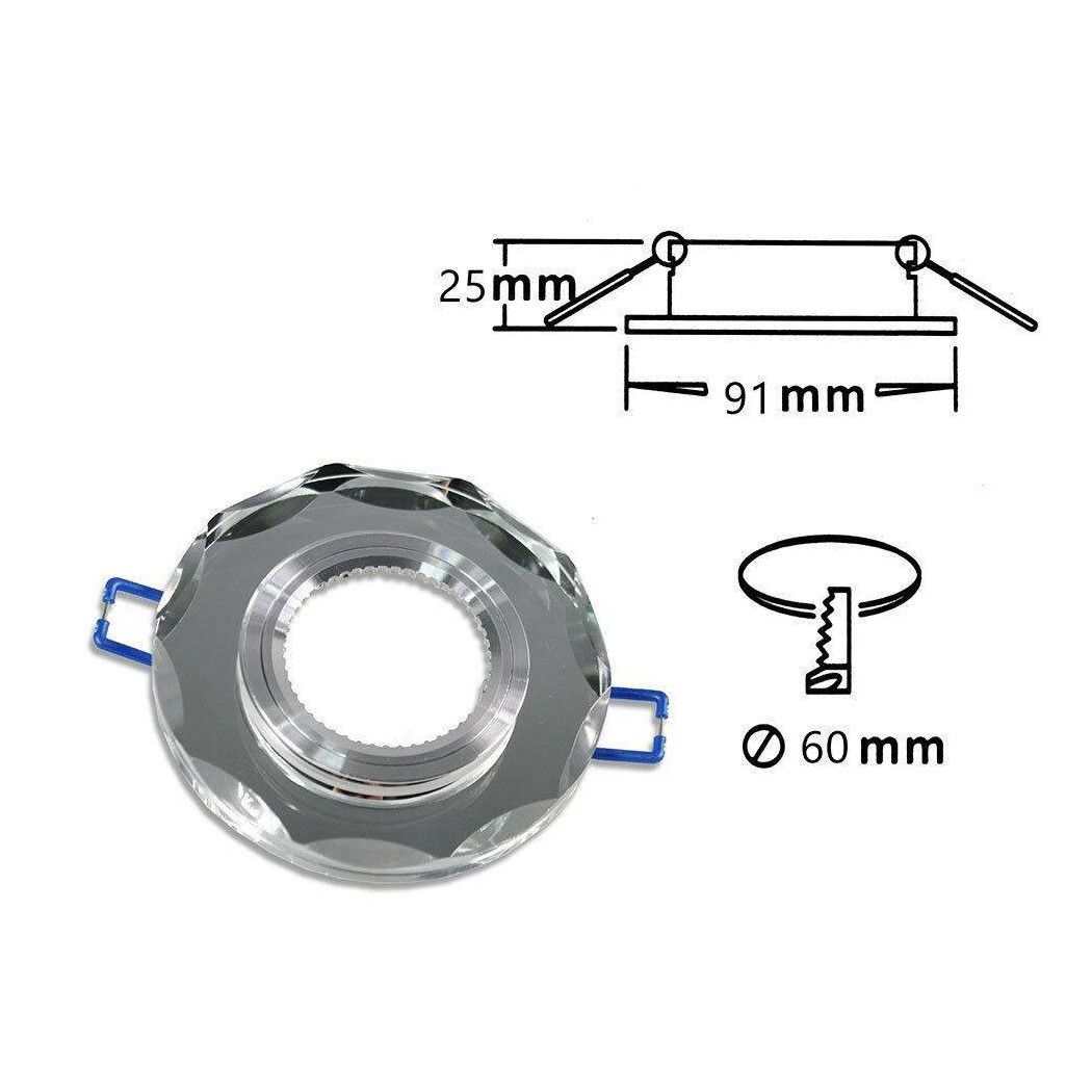 foto del prodotto trade shop porta faretto ad incasso in vetro effetto specchio supporto faretti gu10 p6 argento