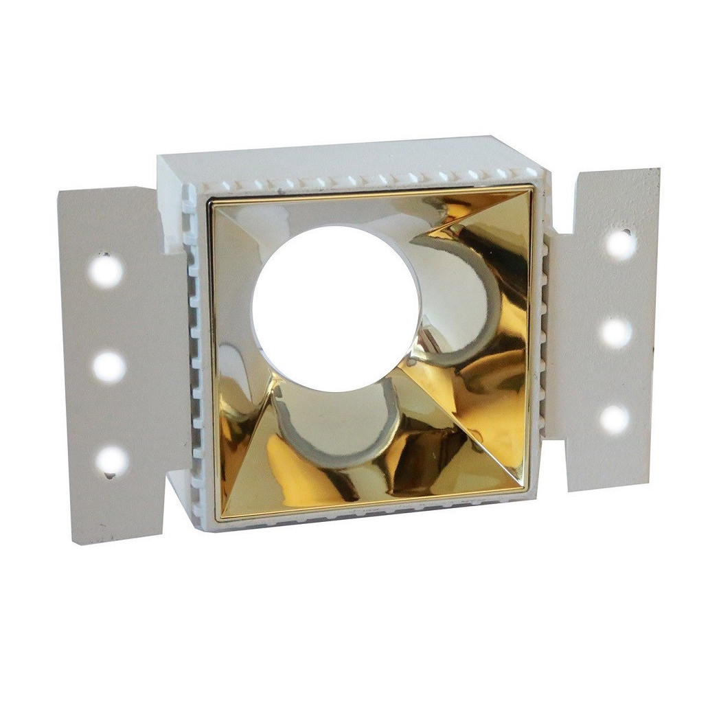 foto del prodotto trade shop porta faretto da incasso lampadine led gu10 7watt per controsoffitto cartongesso oro quadrato 