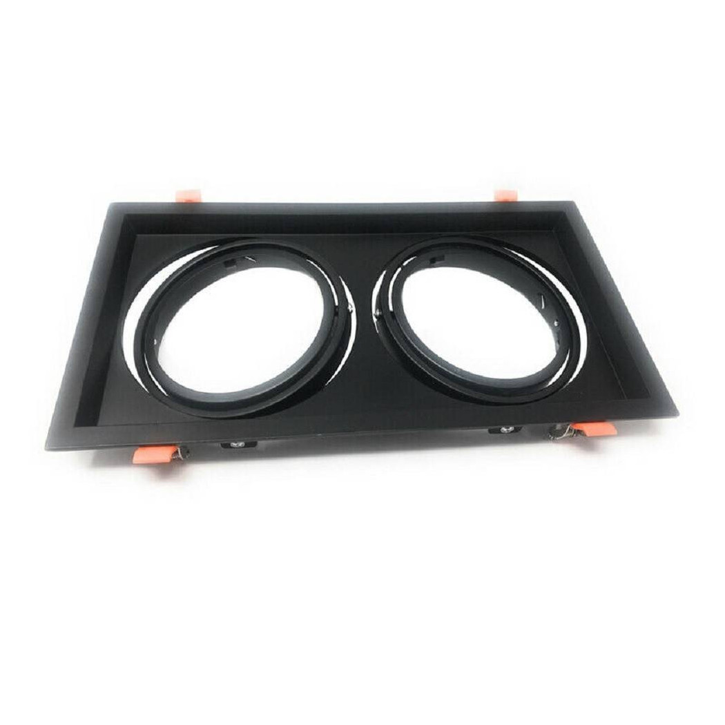 foto del prodotto trade shop porta faretto incasso doppio faretto ar111 rettangolare orientabile p ar111 2 nero