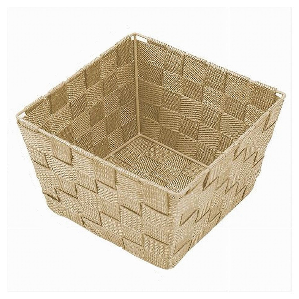 foto del prodotto trade shop porta oggetti in tessuto multiuso organizer bagno cucina beige 20x20x13 cm 79122 