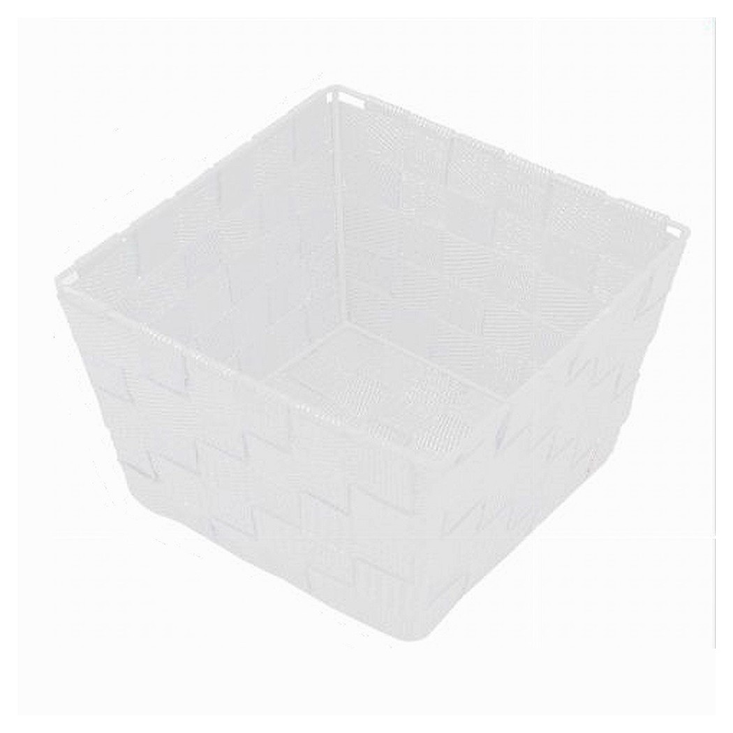 foto del prodotto trade shop porta oggetti in tessuto multiuso organizer bagno cucina bianco 20x20x13cm 79120 