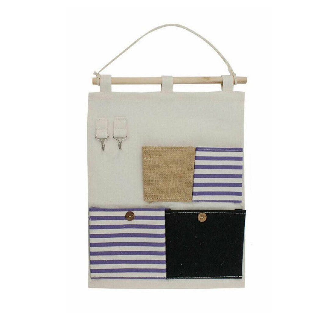 foto del prodotto trade shop porta oggetti organizer appendere 4 tasche tessuto bagno camera multiuso 10480 