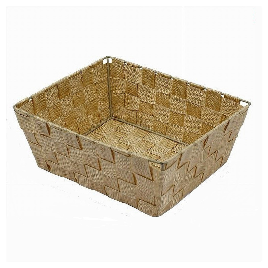 foto del prodotto trade shop porta oggetti organizer bagno camera cucina in tessuto beige 28x22x10.5cm 79021 