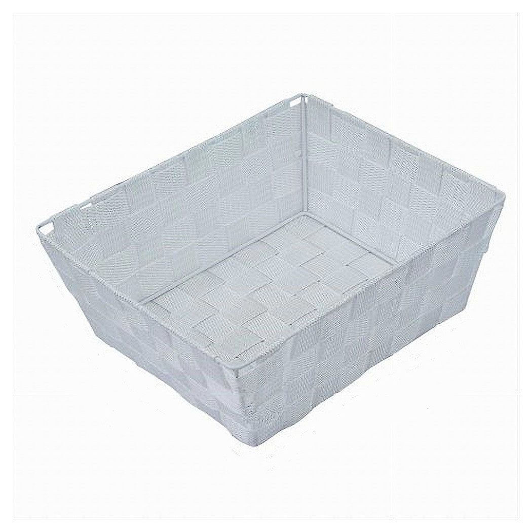 foto del prodotto trade shop porta oggetti organizer bagno cucina tessuto bianco multiuso 28x22x10.5 cm 79123 