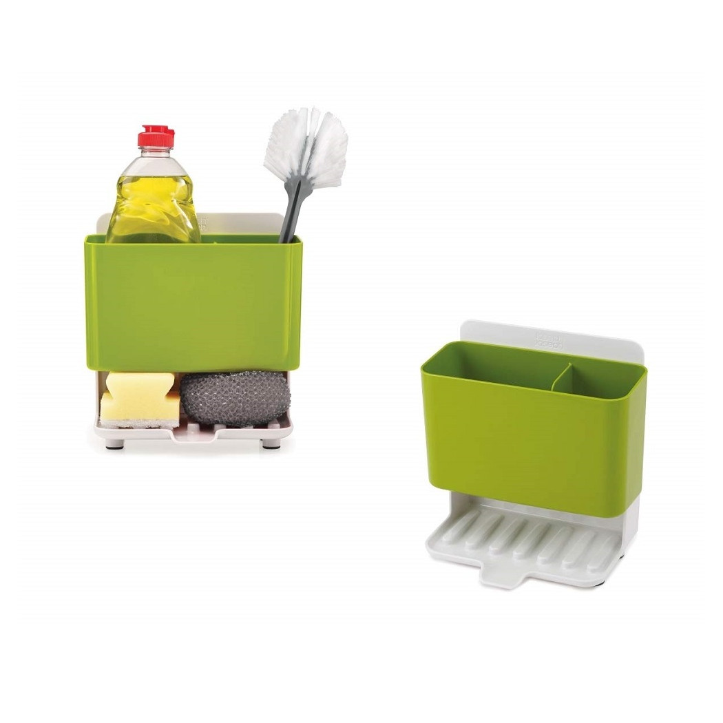 foto del prodotto trade shop porta oggetti spugna detersivo 2 scomparti plastica scola acqua lavandino cucina 